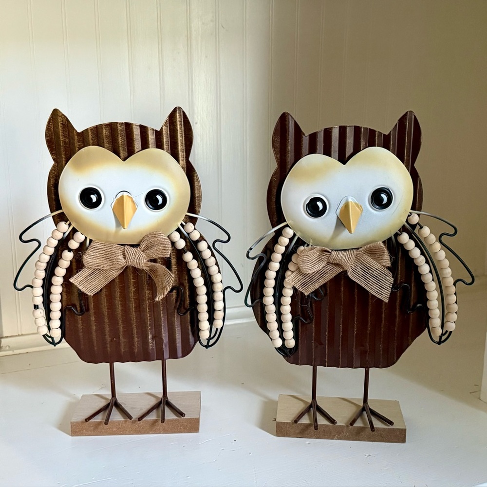 Rustic Farmhouse Owl Figurine Home Decor Accents